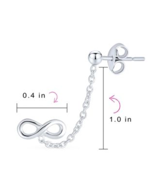 Sterling Silver Infinity Love Knot Ear Cuff Chain Stud Earrings