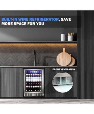 24" Wine Refrigerator, 5.1 Cu.Ft Beverage Cooler, Under Counter Stainless Steel Beverage Cooler with Glass Door
