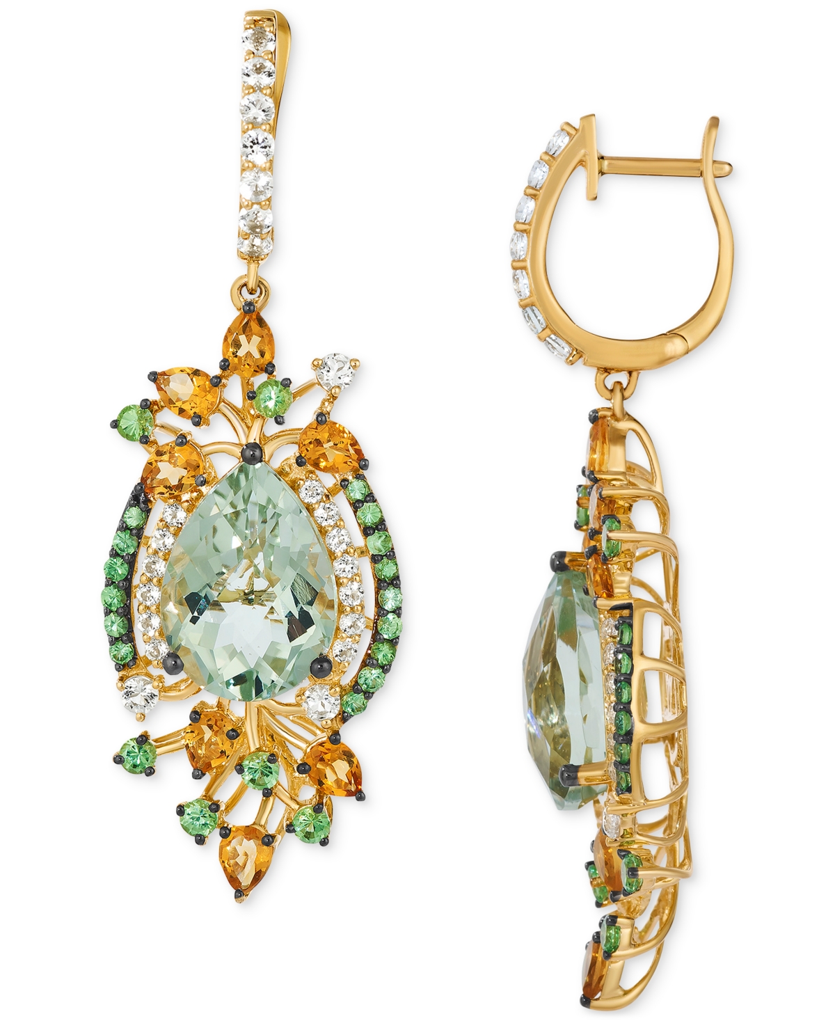 Le Vian Multi-gemstone Statement Charm Hoop Earrings (13-3/4 Ct. T.w.) In 14k Yellow Gold