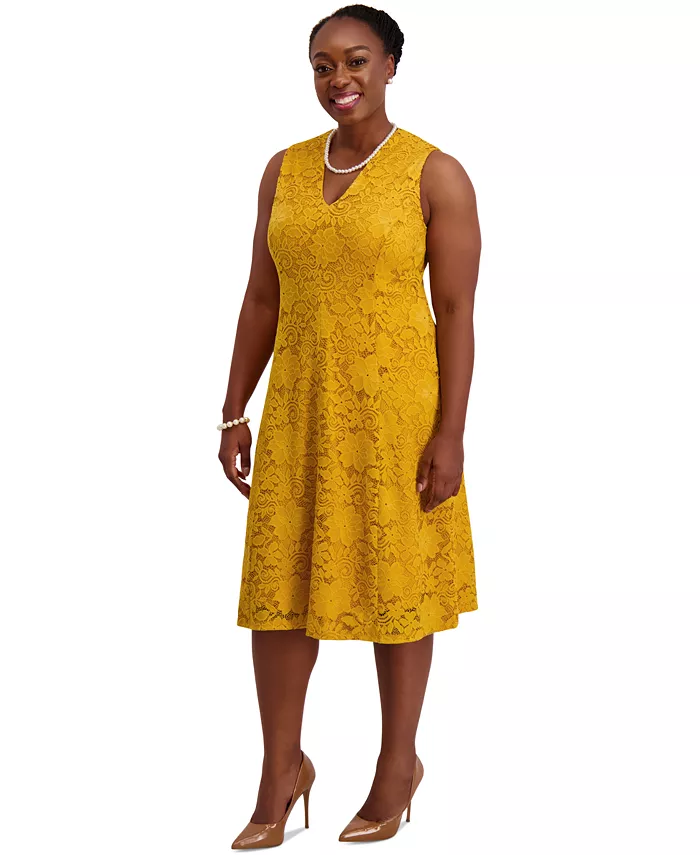Women's Sleeveless Lace Fit & Flare Dress, Regular & Plus Sizes - thumbnail 7