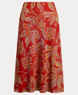 Women's Floral Crinkle Georgette Midi Skirt