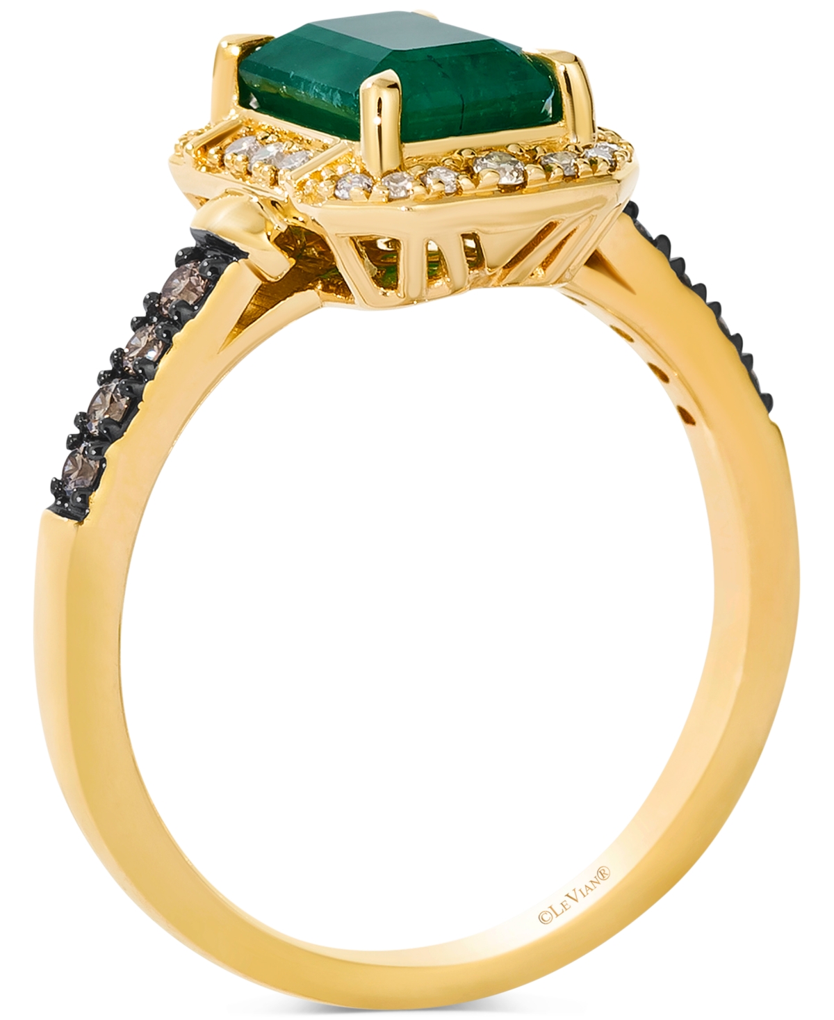 Le Vian New Emerald (1-1/5 Ct. T.w.) & Diamond (1/5 Ct. T.w.) Statement Ring In 14k Yellow Gold