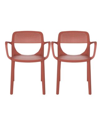 Outdoor Stackable Plastic Resin Patio Dining Armchair (Set of 2)