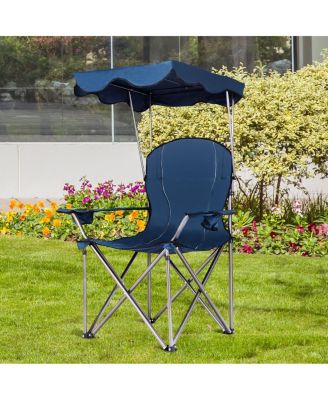 Portable Folding Beach Canopy Chair with Cup Holders
