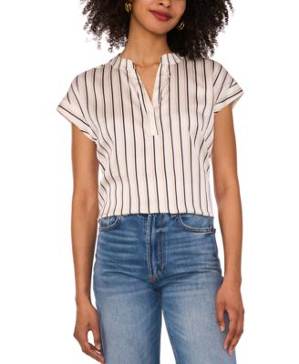 Vince Camuto - Women's Striped Split-Neck Blouse