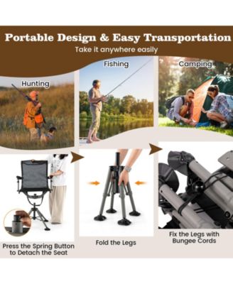 360° Swivel Portable Hunting Chair with Adjustable Legs and Armrests
