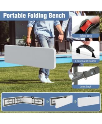 6 Feet Plastic Folding Bench Portable Seat with Handle and Lock