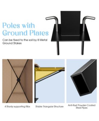 13.5 x 4 Feet Patio BBQ Grill Gazebo Canopy with Dual Side Awnings