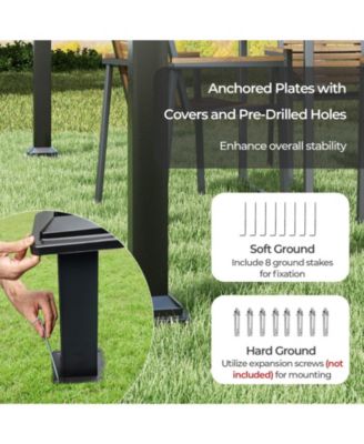 10 x 10 Feet Outdoor Pergola with Retractable Canopy and Metal Columns