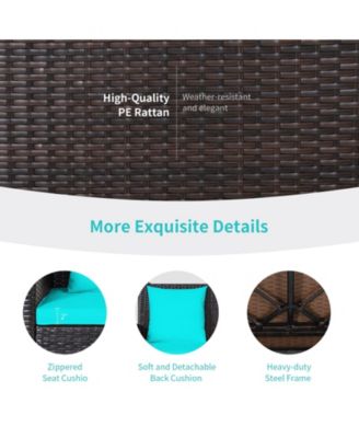 2-Person Patio Rattan Porch Swing with Cushions