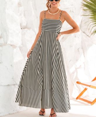 Women's Subtle Lines Striped Maxi Beach Dress