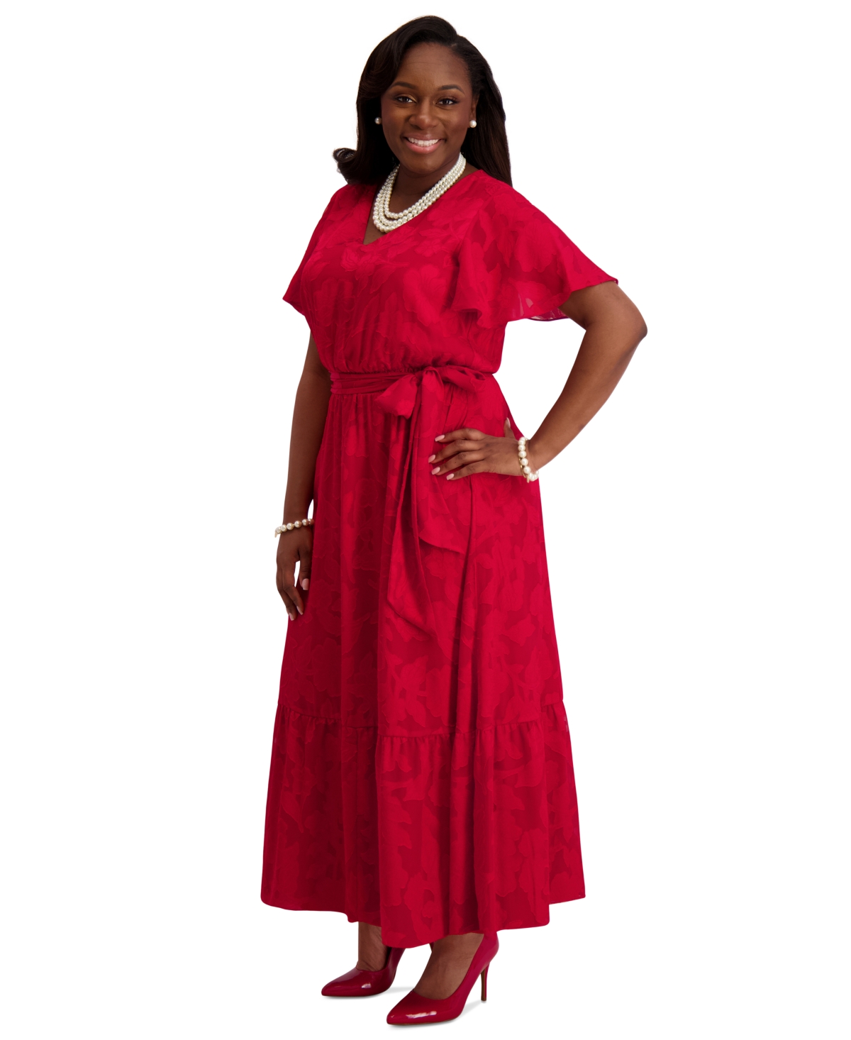 Kasper Flutter-sleeve Smock-waist Dress, Regular & Plus