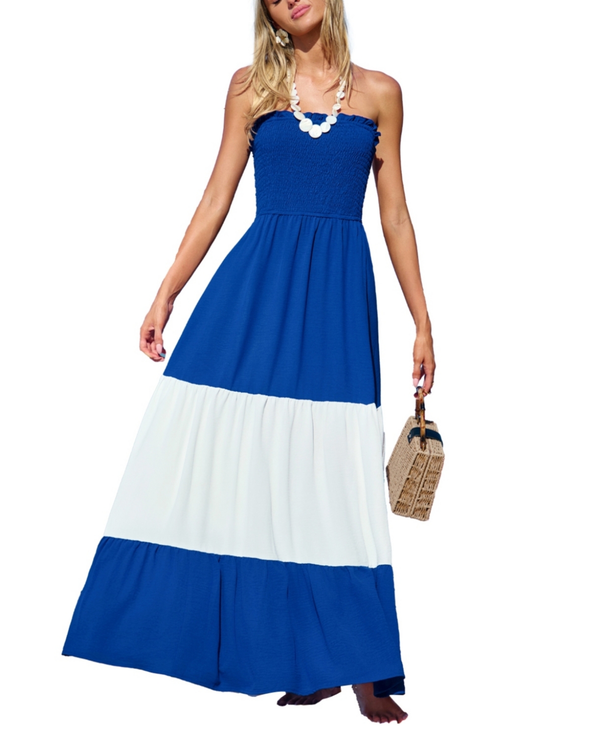 Women's Moonlight Hues Two-Toned Maxi Beach Dress - Medium blue