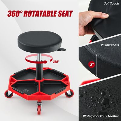 330 LBS Capacity Pneumatic Rolling Mechanic Stool with Padded Seat