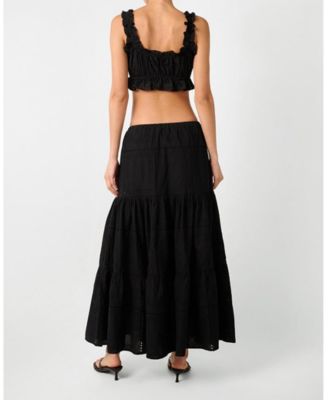 Women's Ruffle Button Crop Top