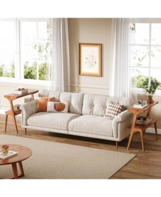 Narrow End Table for Living Room, 2-Tier Slim Sofa Side Table with Solid Wood Legs, Bedside Table, Nightstand for Bedroom