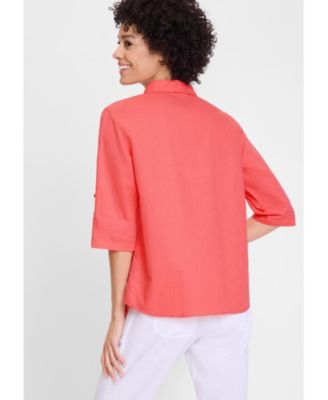 Women's Shirt with Rolled Sleeve Tab Detail