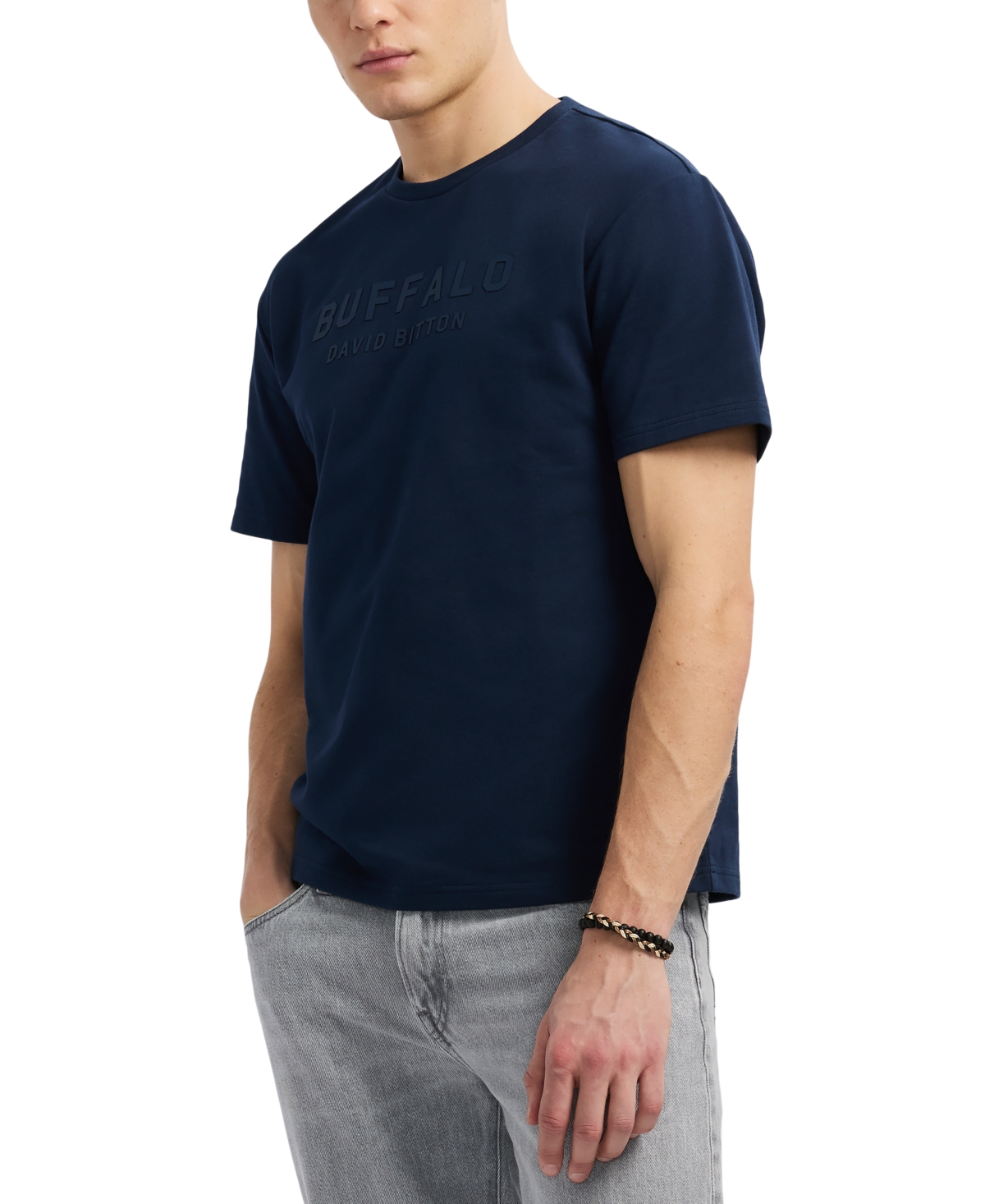 Buffalo David Bitton Men's Tomba Short Sleeve Crewneck Raised Logo Graphic T-shirt In Blue