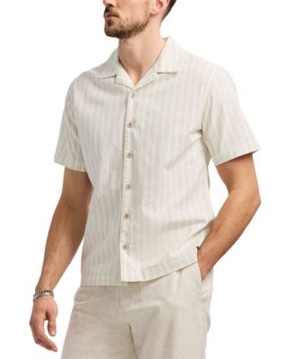 Men's Salaman Short Sleeve Striped Button-Front Camp Shirt