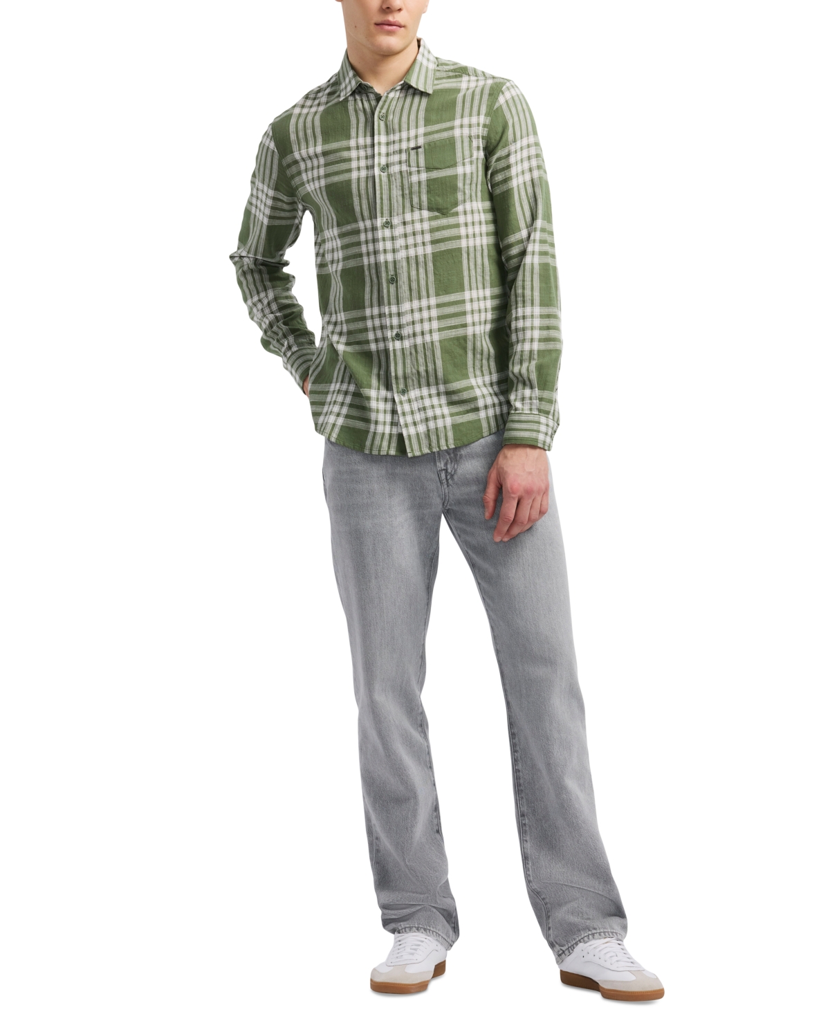 Buffalo David Bitton Men's Saroz Long Sleeve Plaid Button-front Shirt In Green