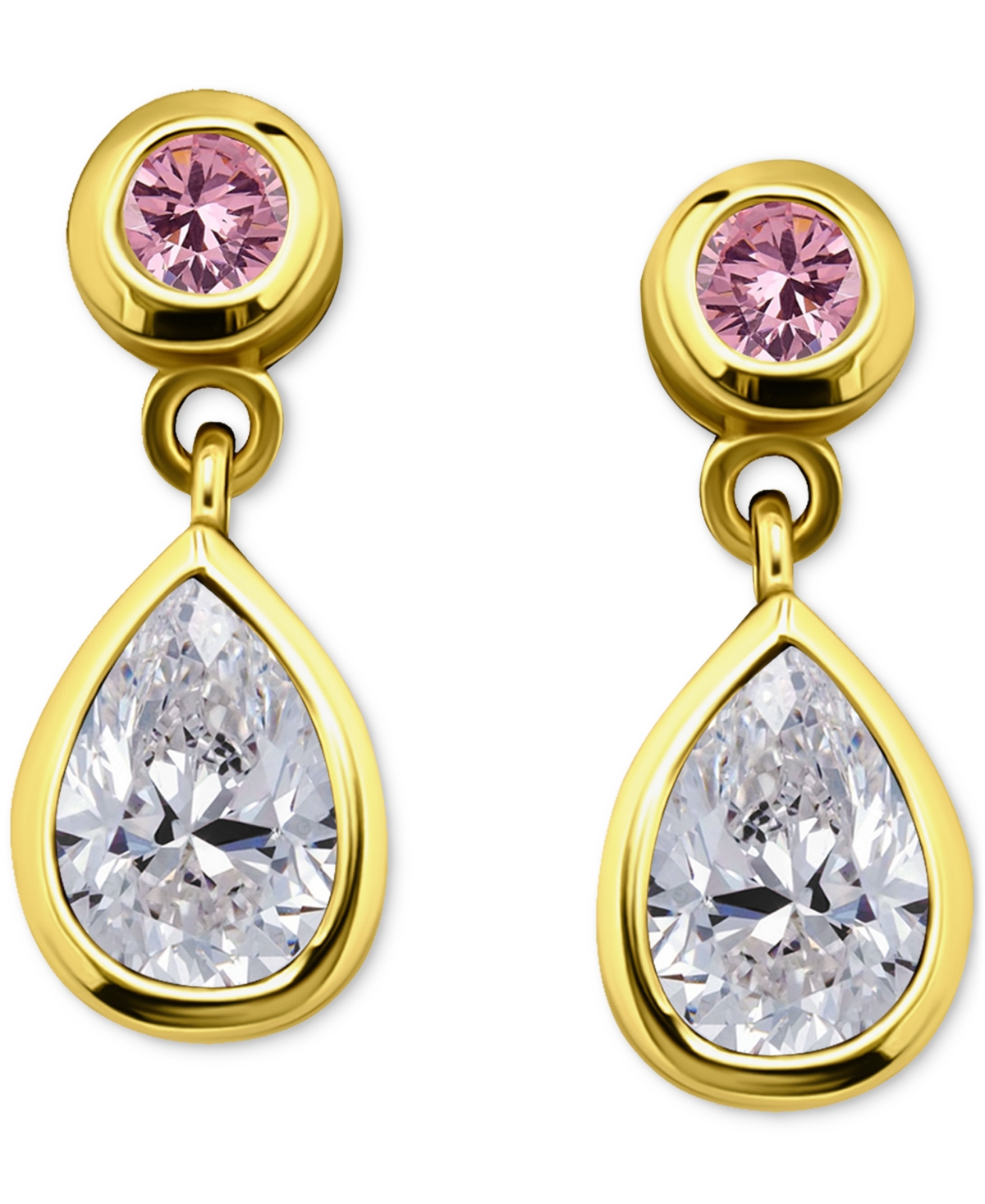 Cubic Zirconia Drop Earrings in Sterling Silver (also in 18k Gold over Sterling Silver), Exclusively at Macy's - Yellow