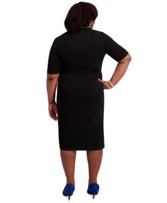 Women's Short-Sleeve Side Pleated Dress, Regular & Plus Sizes 