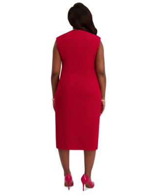 Women's Asymmetrical-Neck Midi Dress, Regular & Plus Sizes
