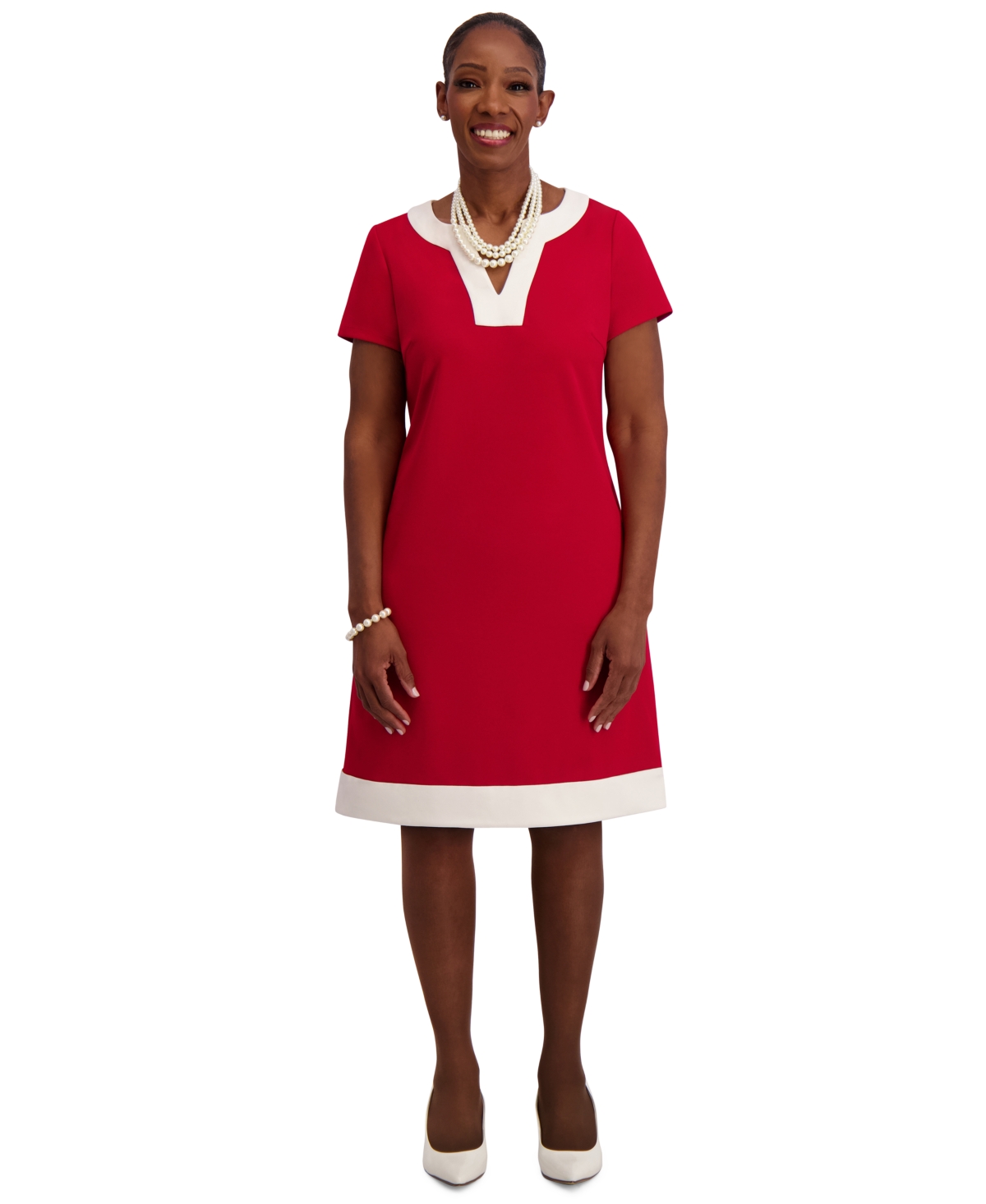 Kasper Women's Cap-sleeve Combo Dress, Regular & Plus Sizes