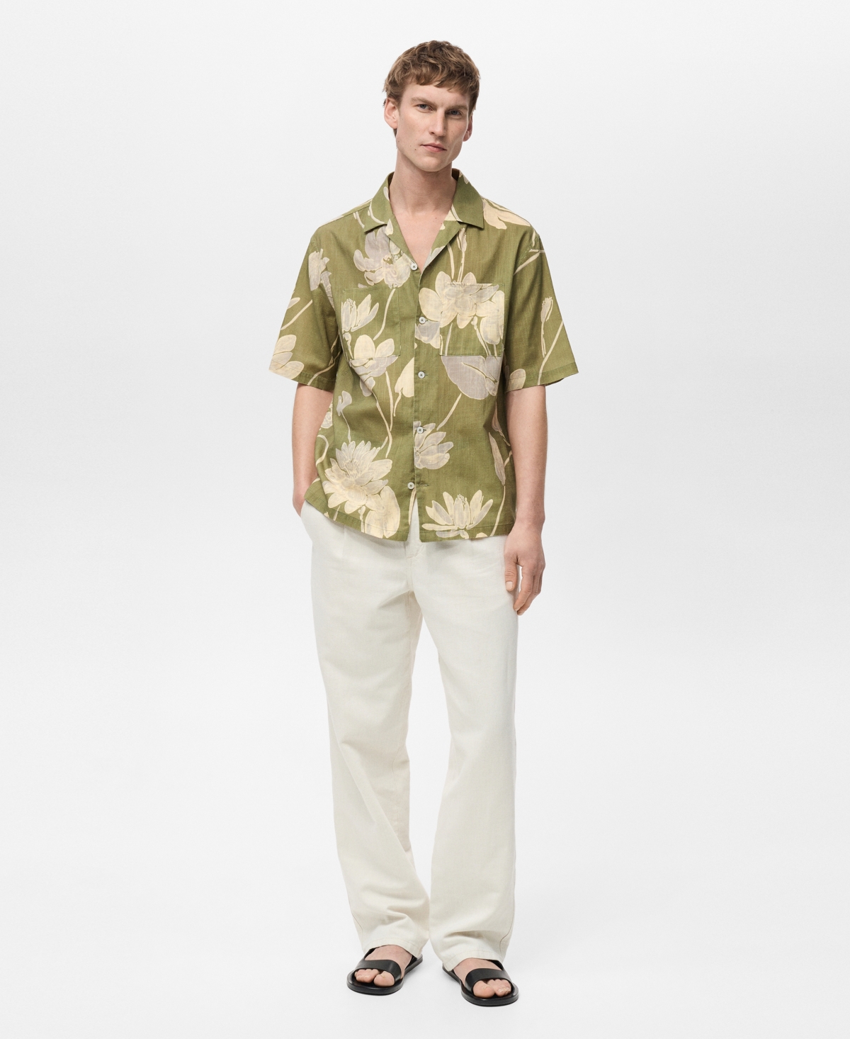 Men's Floral Print Shirt - Green