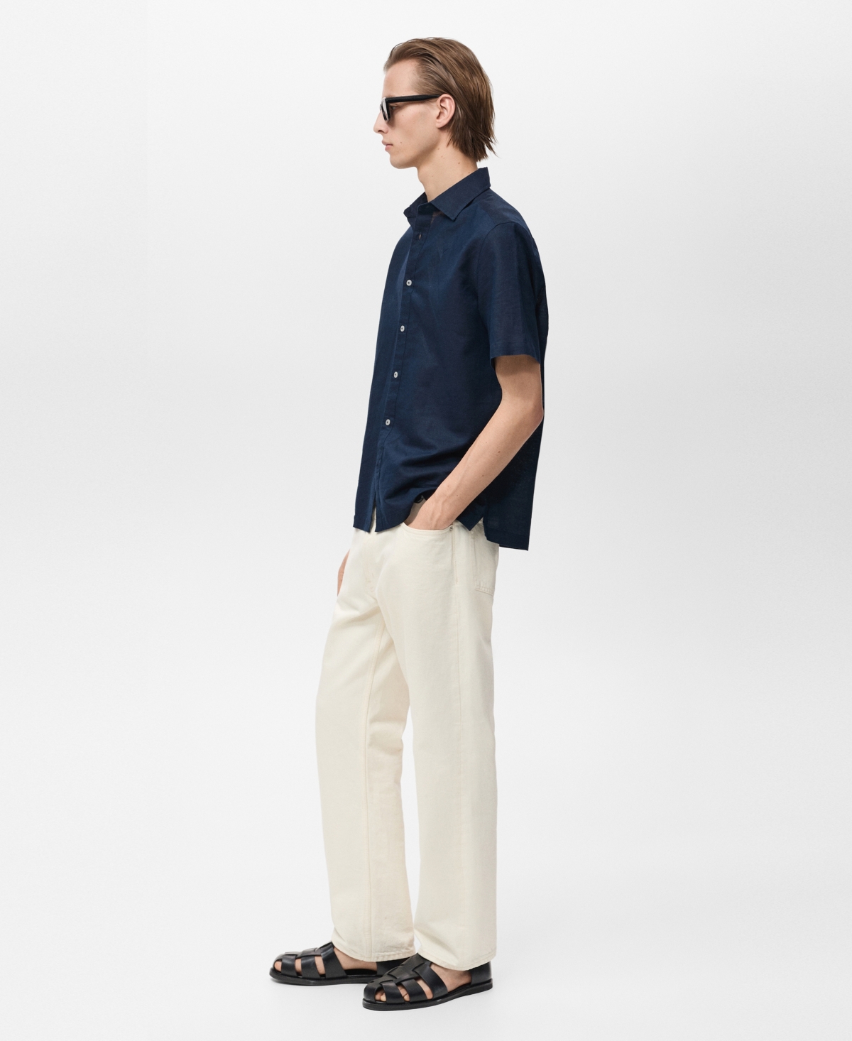 Mango Regular Fit Linen Blend Button-up Shirt