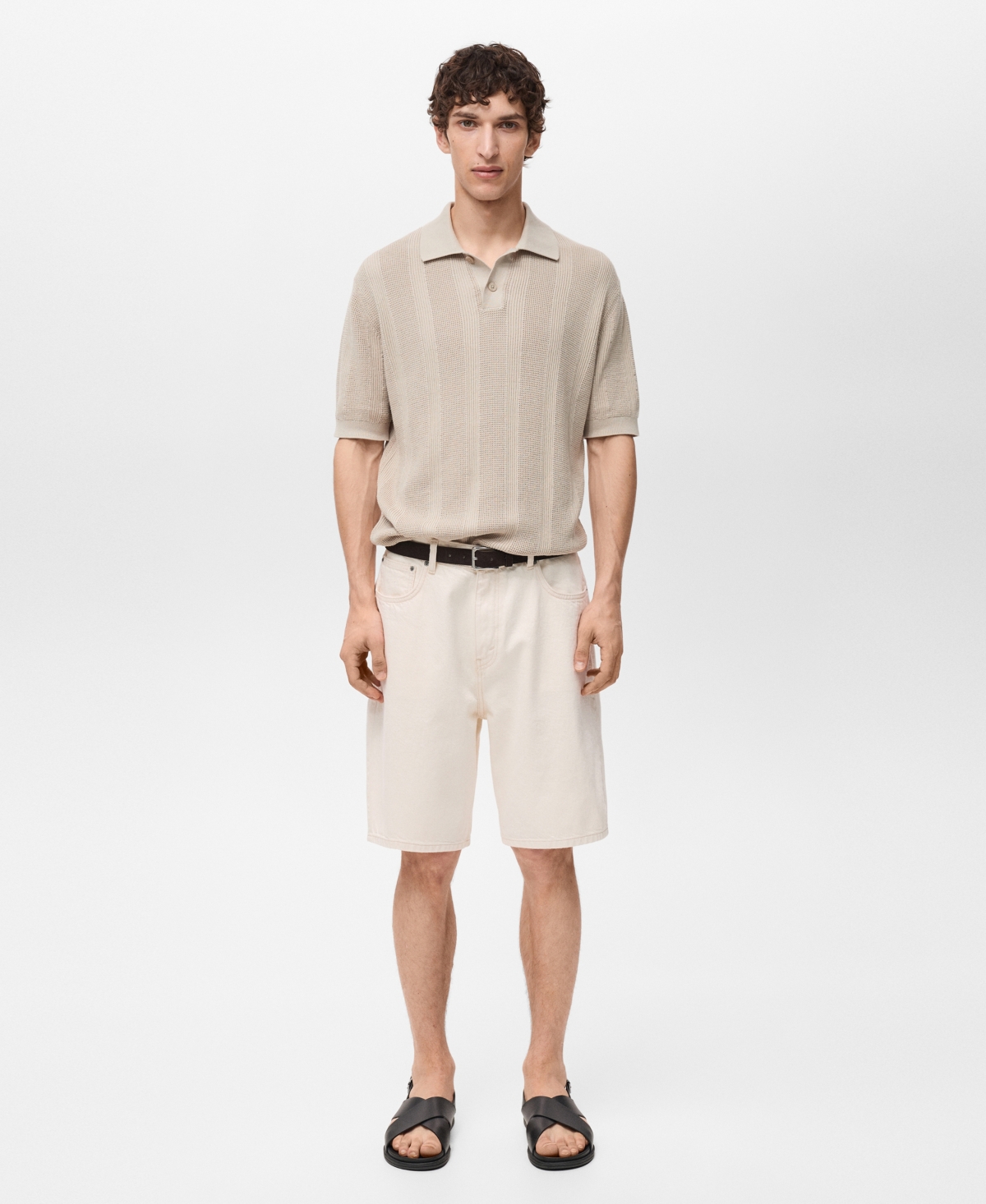 Men's Oversized Cotton Bermuda Shorts - Off White