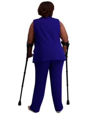 Notched Collar Open-Front Regular & Plus Sizes Vest Jacket