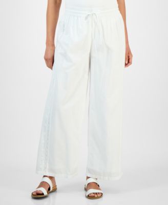 Style & Co - Petite Eyelet-Trim Wide-Leg Pants, Exclusively at Macy's