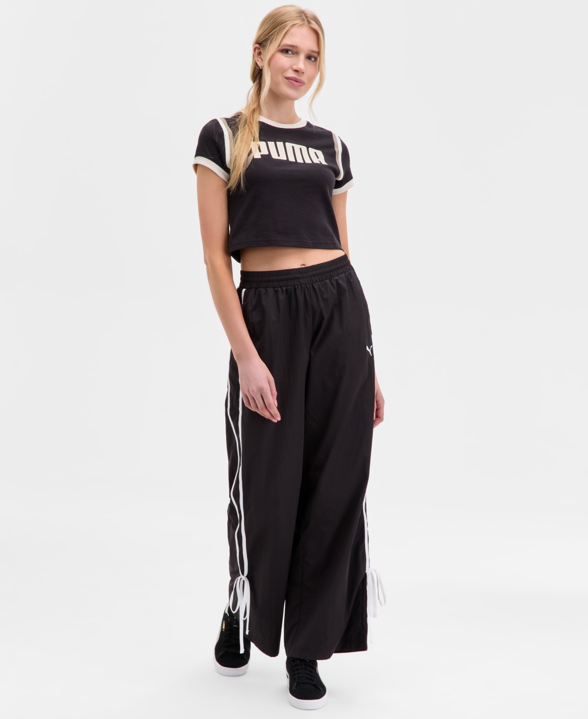 Women's Modern Delight Bow-Hem Loose Track Pants - Puma Black