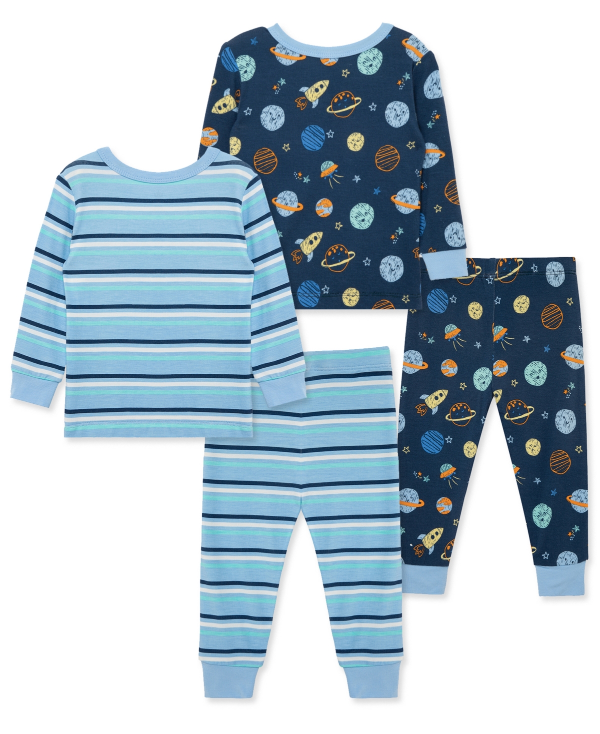 Little Me Baby Boys Space Pajamas, 4 Piece Set In Blue