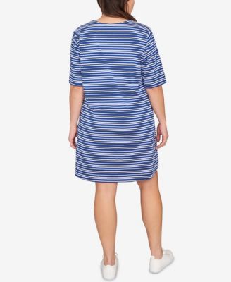 Plus Size Embroidered Stripe Knit Dress