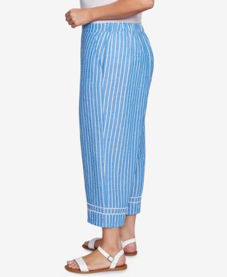 Plus Size Yarn Dye Stripe Relaxed Soft Capri Pants