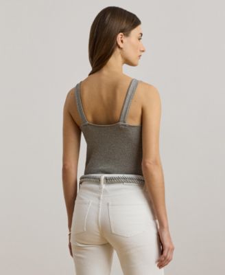 Women's Ring-Trim Metallic Sweater Tank Top