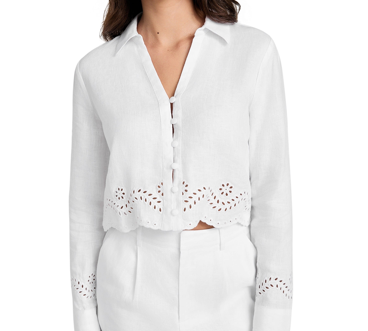 Shop Guess Women's Long-sleeve Leyna Linen Top