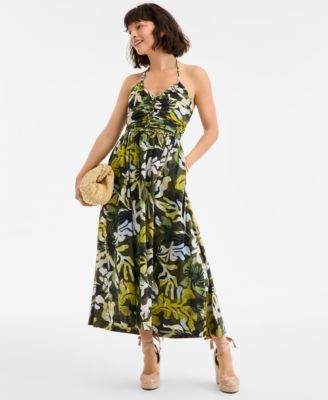 On 34th - Women's Braided-Trim Halter Maxi Dress
