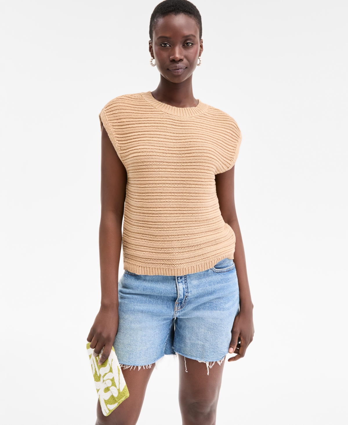On 34th Women's Textured-stitch Sleeveless Sweater, Exclusively At Macy's