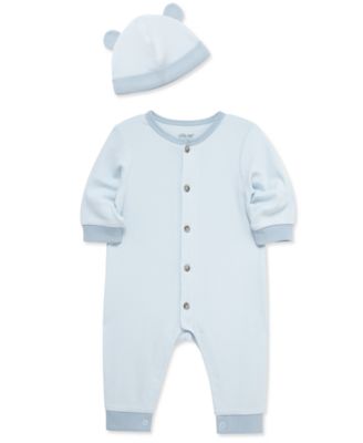 Baby Boys Button-Down Coverall & Hat Set