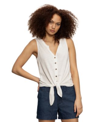 Women's Button-Up Tie-Front Sleeveless Top