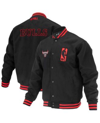 FISLL - Men's and Women's Black Chicago Bulls Logoman Shadow Collection Full-Snap Varsity Jacket