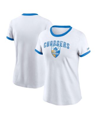 Nike - Women's White Los Angeles Chargers Rewind Ringer Tri-Blend T-Shirt
