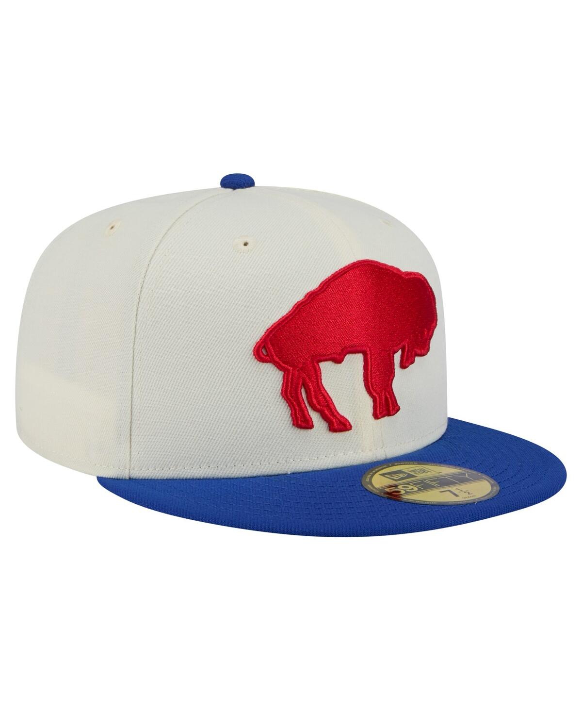New Era Men's White/royal Buffalo Bills Throwback Main 59fifty Fitted Hat