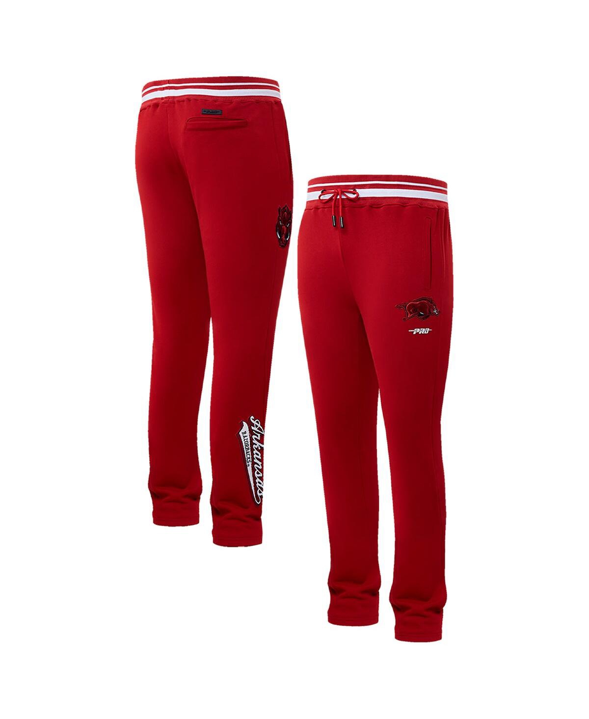 PRO STANDARD MEN'S CARDINAL ARKANSAS RAZORBACKS SCRIPT TAIL FLEECE SWEATPANTS 
