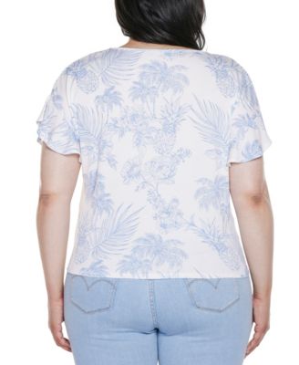 Plus Size Pineapple Print Knit Top