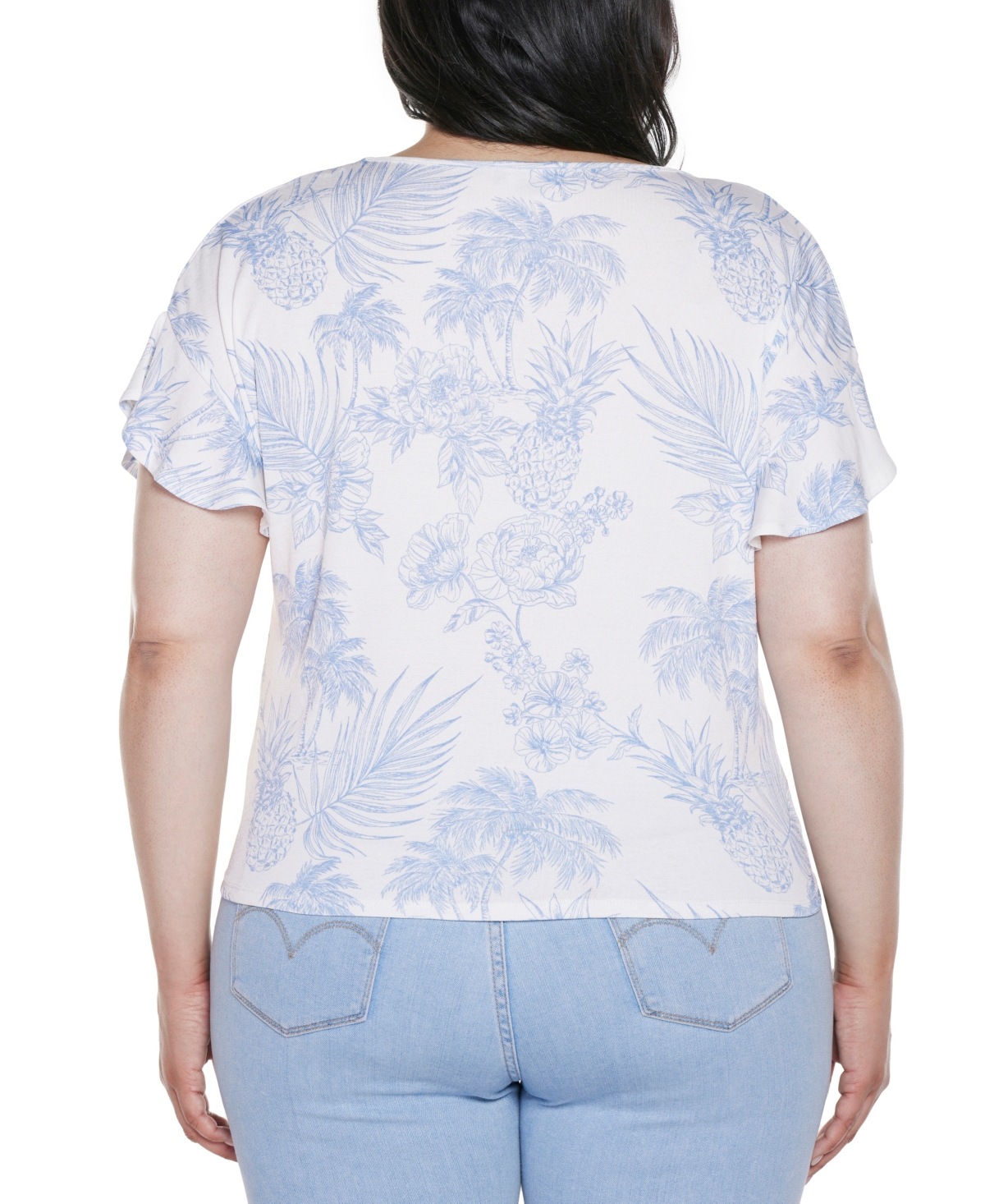 BELLDINI PLUS SIZE PINEAPPLE PRINT KNIT TOP 