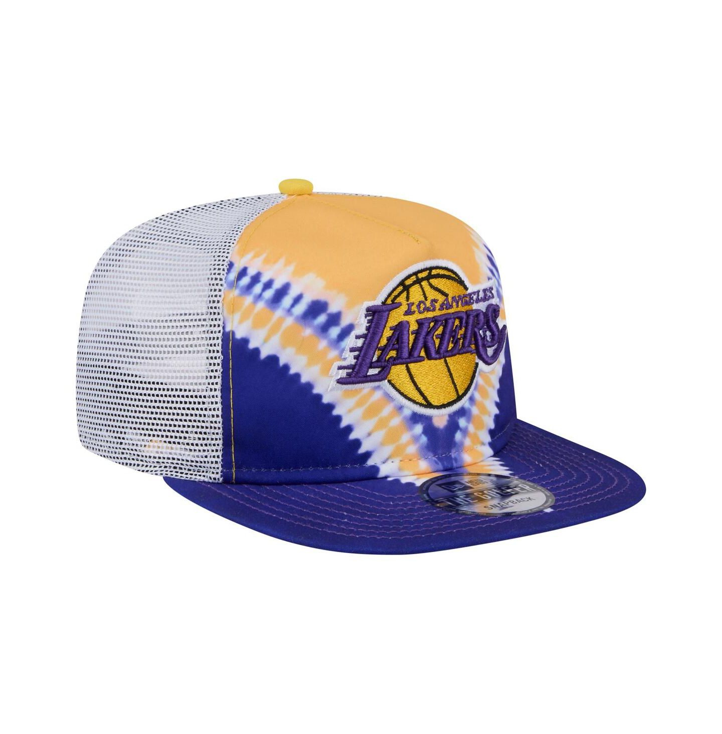 Мужская кепка New Era Purple/Gold Los Angeles Lakers Throwback Dye Golfer Snapback Hat — фото 3
